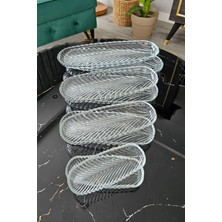 Gülümseten Avm 8 Li Oval Balık Sırtı Çerez Meyve ve Meze Sunum Tabağı | Kahvaltı Sunum Kayık Tabak | Servis Tabağı - Beyaz