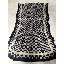 Celine Logo Desen  Vual Ipek Şal Siyah Krem