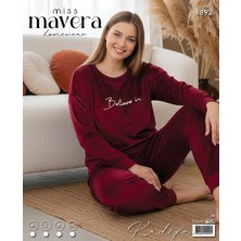 Miss Mavera Kadife Baskılı  Pijama Takımı