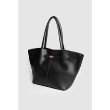 Septemmart Mıknatıs Kapamalı Kilit Detaylı Kadın Deri El ve Omuz Çantası