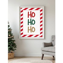 Fuart.Co Ho Ho Ho Çizgili Arkaplan Djital Baskı Noel Temalı Poster (Çerçevesiz) Nofu
