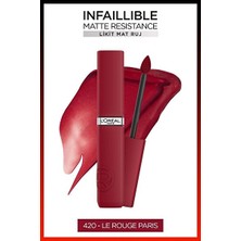 Luua L'oreal Paris L'oréal Paris Infaillible Matte Resistance Likit Mat Ruj - 420 Le Rouge Paris