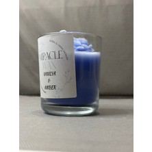 Vanilya -Amber Kokulu Soya Wax Mum - Şakayık Detaylı -Dekoratif
