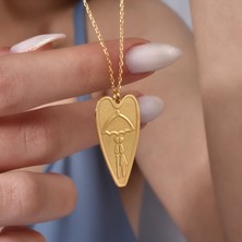 Nox Jewelry 14 Ayar Mikron Altın Kaplama Kalp Figürlü Çift Gümüş Kolye - CN00484