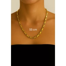 TRY Altın Renk Cubixs Küp Model Zincir Unisex Çelik Kolye - 3342