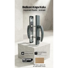 Özfırat Pvc Yapı Plastik Balkon Kapı Kolu, Pvc Pimapen Uyumlu, Barelsiz, Antrasit, (40 Takım / 1 Koli)