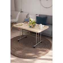Avenza Living 70×110 cm Tekerlekli Orta Sehpa – Metal Ayak, Modern Dekoratif Masa