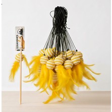 Quard Paws Kedi Oltası Tüylü  Ahşap Saplı, Zilli ve Renkli  Avcılık İçgüdülerini Geliştiren İnteraktif Kedi Oyuncağı