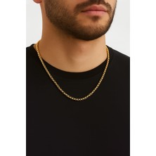 TRY Altın Renk Iç Içe Geçmeli Arnavut Asansör Unisex Erkek Çelik Kolye - 3375