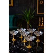 Gülümseten Avm Gold Ayaklı Cam Lotus Çiçeği Sunumluk – 6 Lı Şekerlik Lokumluk Kahve Yanı Ikramlık - Beyaz