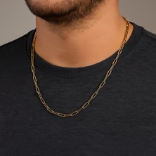 TRY Altın Renk Kalın Ataç Unisex Çelik Kolye - 3363