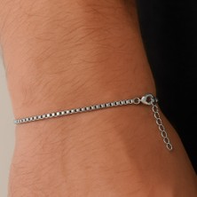 TRY Gümüş Renk Iç Içe Geçmeli 1 Mm. Kutu Zincir Asansör Unisex Erkek Çelik Bileklik -  3382