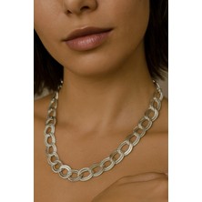 TRY Gümüş Renk Samanyolu Zincir Çelik Choker Kolye  - 3339
