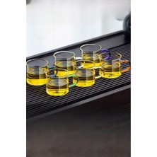 Gülümseten Avm 6 Lı Isıya Dayanıklı Cam Türk Kahvesi Fincanı | Renkli Saplı Fincan Seti - Beyaz