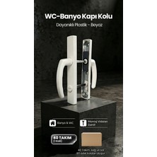 Özfırat Pvc Yapı Plastik Banyo, Tuvalet, Wc Kapı Kolu, Pvc Pimapen, Beyaz, (40 Takım / 1 Koli)