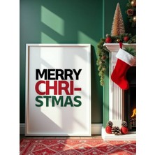 Fuart.Co Merry Christmas Üç Renk Djital Baskı Noel Temalı Poster (Çerçevesiz) Nofu