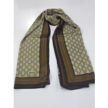 Gucci Vual Ipek Şal G Desen Krem Kahve Gold