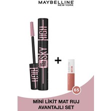 Luua Maybelline New York Lash Sensational Sky High Cosmic Black Maskara & Mini Super Stay Matte Ink Ruj 65 Seductress 2.7ml