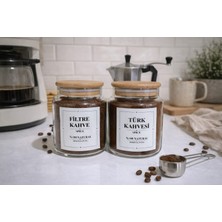 Durina Living 2’li 800 ml Cam Kavanoz Ahşap Kayın Kapaklı Vakumlu Türk – Filtre – Granül Kahve Seti