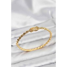 Pazarcan Düğüm Model Pirinç Gold Renk Kadın Kelepçe Bileklik