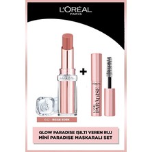 Luua L'oreal Paris Glow Paradise Balm-In-Lipstick - Işıltı Veren Ruj 642 Beige Eden & Mini Paradise Maskara Makyaj Seti