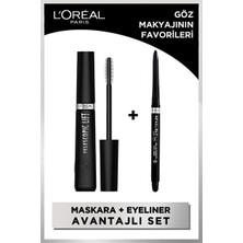 Luua L'oreal Paris Telescopic Lift Maskara & Infaillible Automatic Jel Göz Kalemi Yoğun Siyah - Göz Makyaj Seti