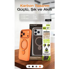 Azurtech Fulltech  IPhone Uyumlu Kamera Düğmeli Carbon Manyetik 360° Halka Standlı Kılıf