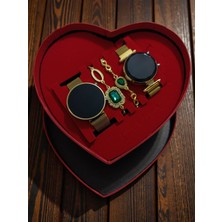 Hediye Kalp Saat Set Kutu Çift