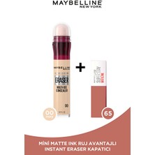 Luua Maybelline New York Instant Anti Age Eraser Kapatıcı - 00 Ivory & Mini Super Stay Matte Ink Likit Mat Ruj 65 Seductress