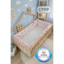 Yasetex Tasarım Montessori Yatak ve Beşik Için 4 Kenar Koruma Seti Pudra Kelebek Desenli
