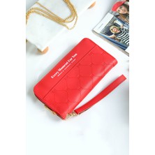 Choscale Telefon Bölmeli Tek Fermuarlı Yumuşak Dokulu Kartlıklı Cüzdan