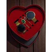 Hediye Kalp Saat Set Kutu Çift