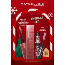 Luua Maybelline New York Super Stay Vinyl Ink Uzun Süre Kalıcı Likit Parlak Ruj 115 Peppy &mini Sky High Cosmic Black Maskara