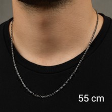 TRY Gümüş Renk Ince Doc Unisex Çelik Kolye - 3365