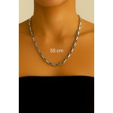 TRY Gümüş Renk Cubixs Küp Model Zincir Unisex Çelik Kolye - 3343