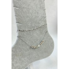 TRY Gümüş Renk Küre Yıldız Model Singapur ve Sf Zincir Çelik Halhal - 3258
