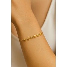 TRY Altın Renk Sıralı Yıldız Asansör Çelik Bileklik - 3611