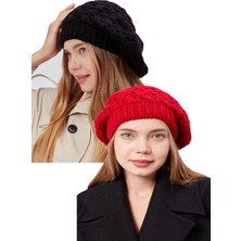 Derikem 2li Kadın Kışlık Şık Triko Ressam Örgü Bere 2 Adet