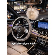 Arabasına Aşıklar Kulübü Gümüş Taşlı Direksiyon Kılıfı ve Dikiz Ayna Süsü (Istediğiniz Harfi Mesaj Atın)