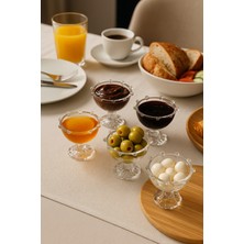 Gülümseten Avm 6'lı Ayaklı Cam Papatya Boncuk Lokumluk – Kahve Yanı & Kahvaltı Sunumu Için Şık Boncuklu Sunumluk - Beyaz