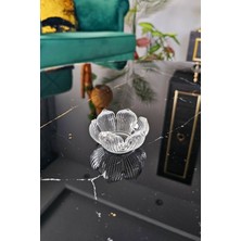 Gülümseten Avm 6 Lı Lotus Çiçeği Kahve Yanı Sunumluk | Çizgili Origami Lokumluk | Şekerlik | Drajelik - Beyaz