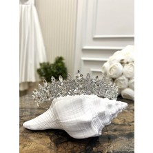 Taşmeran Kristal Taş Tasarımlı Gelin Tacı Yüksek Kaliteli Düğün Kına Nişan Söz Tacı A-16 TKY0453