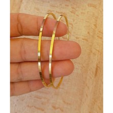 TRY 2li Ajda Bileklik Ajda 2'li Gold Kadın Ince Ajda Bilezik - 3155-2