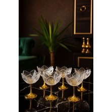Gülümseten Avm Gold Ayaklı Cam Lotus Çiçeği Sunumluk – 6 Lı Şekerlik Lokumluk Kahve Yanı Ikramlık - Beyaz