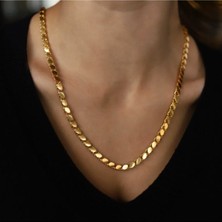 TRY Altın Renk Arpa Zincir Çelik Kolye 60 cm - 3133