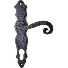 Antika Tarz Dekoratif Pirinç Kıvrık Yale Kapı Kolu - 210X43 Mm, Oksit