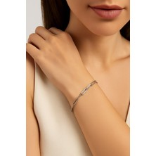 TRY Gümüş Renk Kalın Ataç  Unisex Çelik Bileklik - 3367