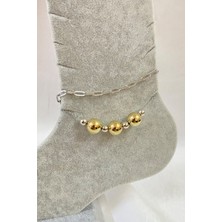 TRY Gümüş Renk Küre Model Ezme ve Top Zincir Çelik Halhal - 3283