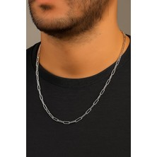 TRY Gümüş Renk Kalın Ataç Unisex Çelik Kolye - 3362