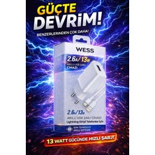 Wess 13W Hızlı Şarj Adaptörü + Kablo Seti | Akıllı Güç Koruması | Lightning Uyumlu Güvenli Şarj